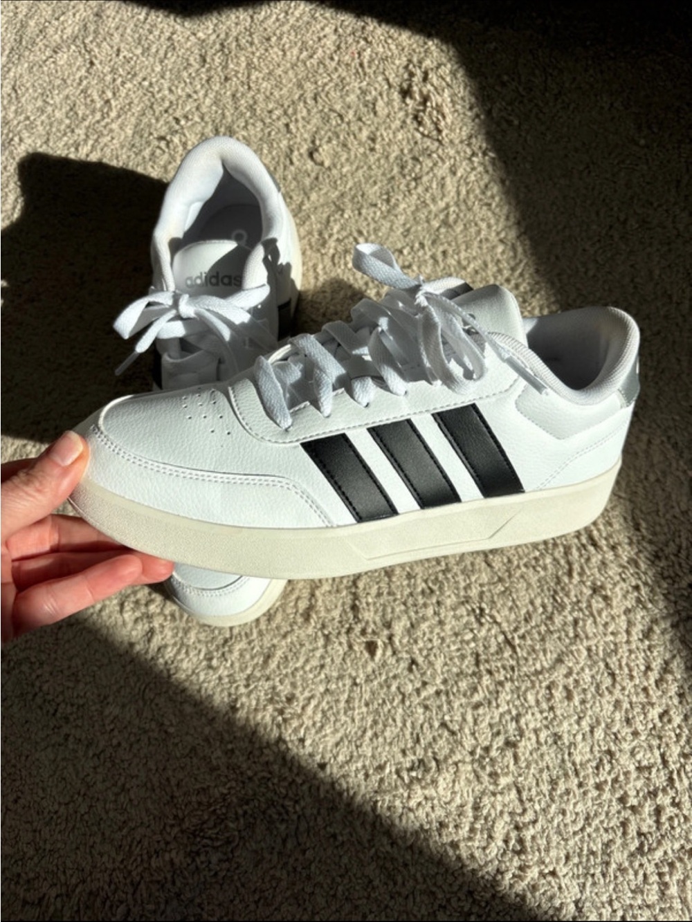 adidas White and Black Court-Style Sneakers
